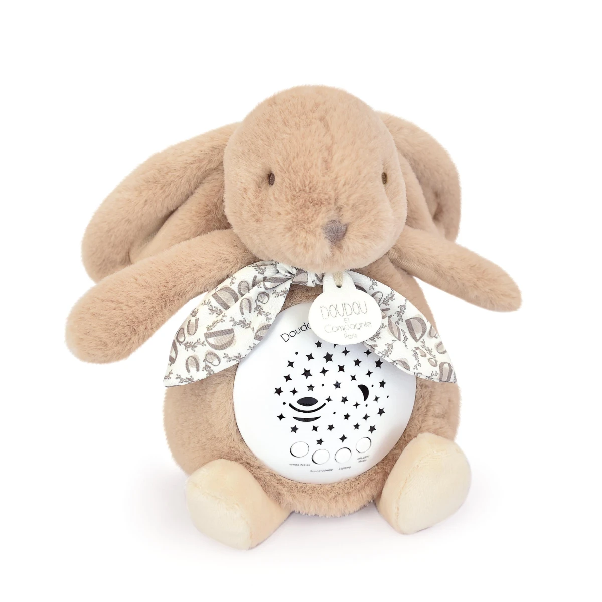 DOUDOU ET COMPAGNIE DOUDOU lampka projektor muzyczny króliczek Lapin Doudou Projection  19 cm beżowy piaskowy