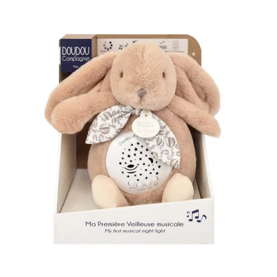 DOUDOU ET COMPAGNIE DOUDOU lampka projektor muzyczny króliczek Lapin Doudou Projection  19 cm beżowy piaskowy