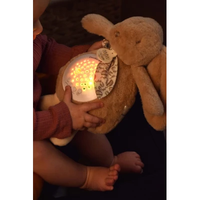 DOUDOU ET COMPAGNIE DOUDOU lampka projektor muzyczny króliczek Lapin Doudou Projection  19 cm beżowy piaskowy
