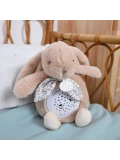 DOUDOU ET COMPAGNIE DOUDOU lampka projektor muzyczny króliczek Lapin Doudou Projection  19 cm beżowy piaskowy