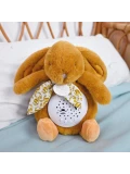 DOUDOU ET COMPAGNIE DOUDOU lampka projektor muzyczny króliczek Lapin Doudou Projection  19 cm ochra