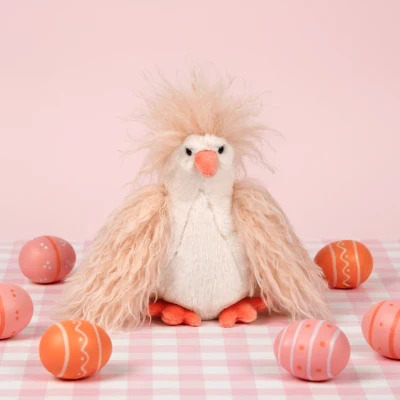 DOUDOU ET COMPAGNIE DOUDOU przytulanka kurka Poulette Frisottis Histoire d'Ours 20 cm kręcone piórka