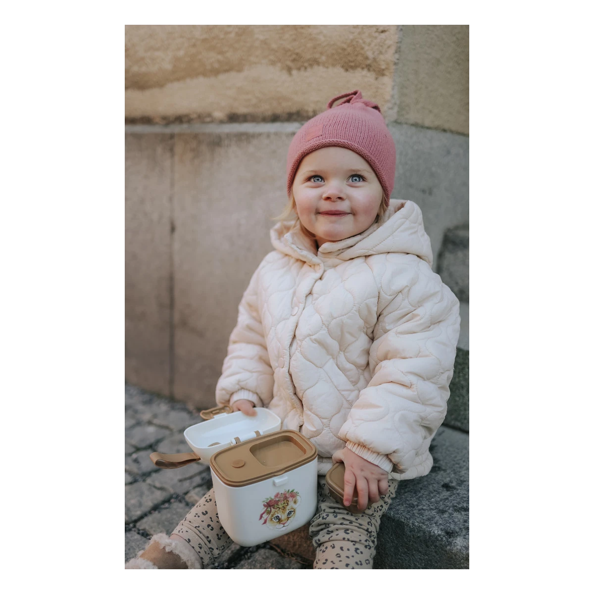 ELODIE DETAILS czapka zimowa Furry Knit Beanie Rosy Bow 2-3 lata