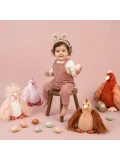 DOUDOU ET COMPAGNIE DOUDOU przytulanka kurka Poulette Frisottis Histoire d'Ours 20 cm kręcone piórka