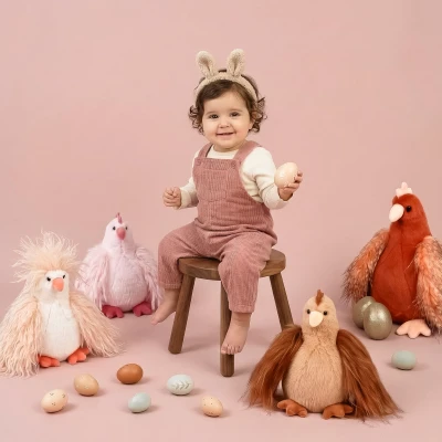 DOUDOU ET COMPAGNIE DOUDOU przytulanka kurka Poulette Rose Lady Histoire d'Ours 20 cm różowa