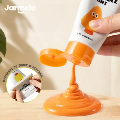 Jarmelo Paints — farby plakatowe dla dzieci nie barwią dłoni 8 kolorów 3 pędzle paleta 3+