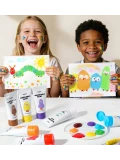 Jarmelo Paints — farby plakatowe dla dzieci nie barwią dłoni 8 kolorów 3 pędzle paleta 3+