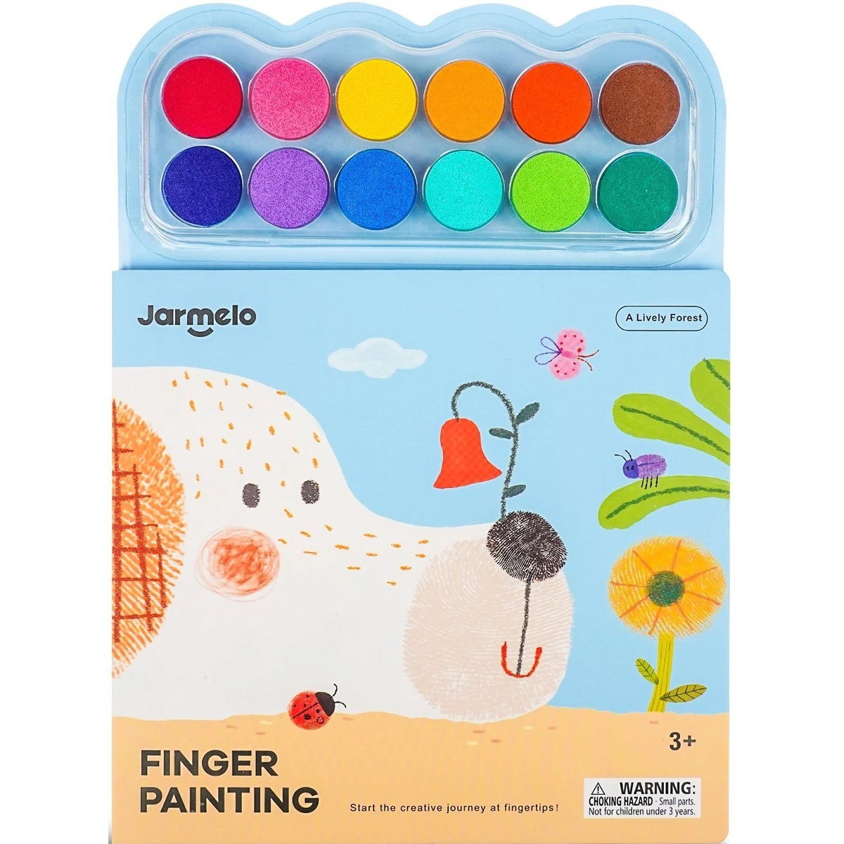 Jarmelo Finger Painting Forest — kreatywna książeczka do malowania palcami motyw leśny 12 gąbek