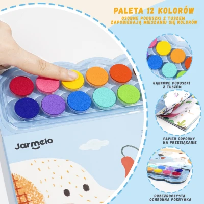 Jarmelo Finger Painting Forest — kreatywna książeczka do malowania palcami motyw leśny 12 gąbek