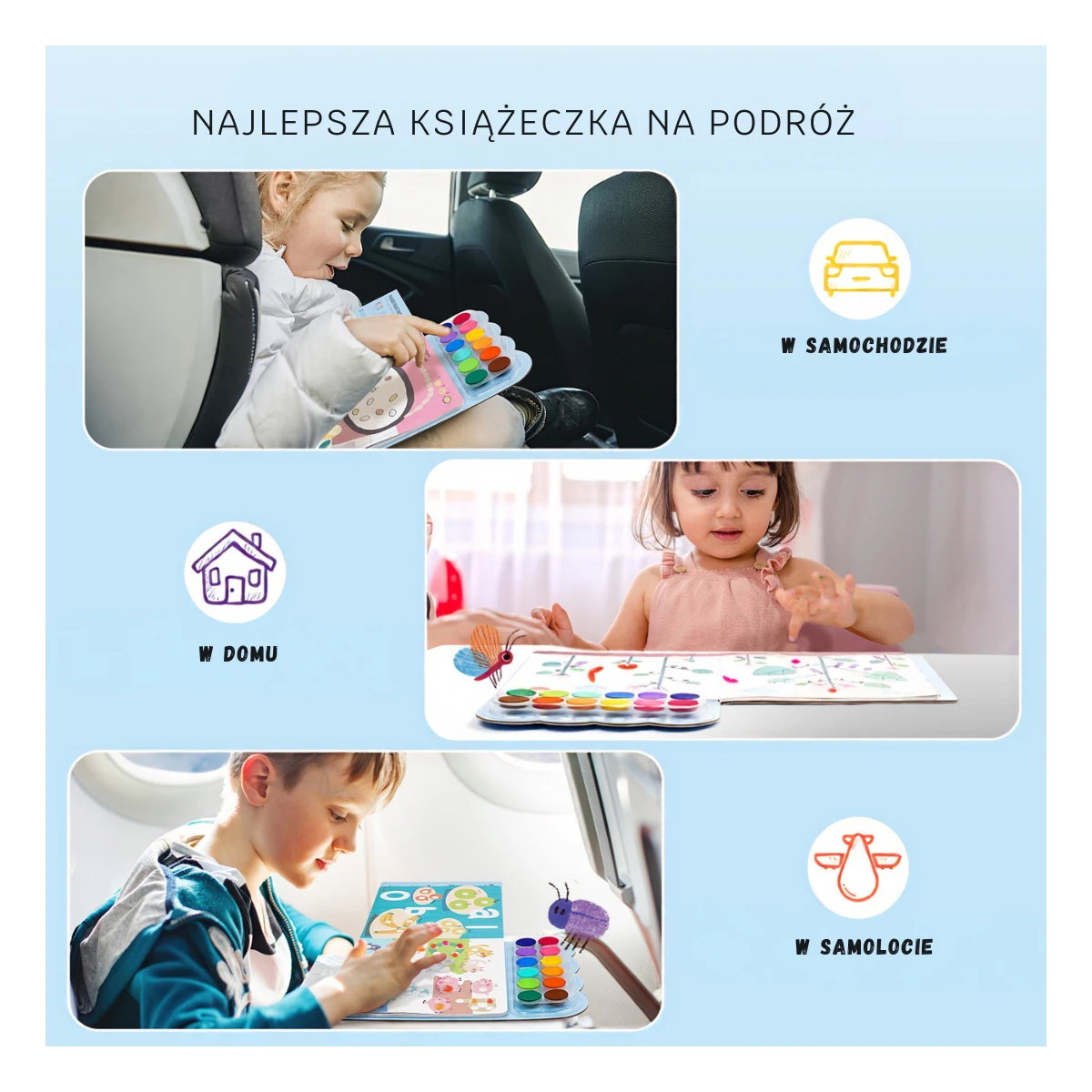 Jarmelo Finger Painting Forest — kreatywna książeczka do malowania palcami motyw leśny 12 gąbek