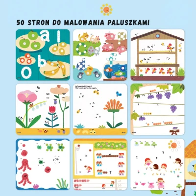 Jarmelo Finger Painting Forest — kreatywna książeczka do malowania palcami motyw leśny 12 gąbek