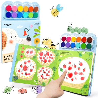 Jarmelo Finger Painting Forest — kreatywna książeczka do malowania palcami motyw leśny 12 gąbek