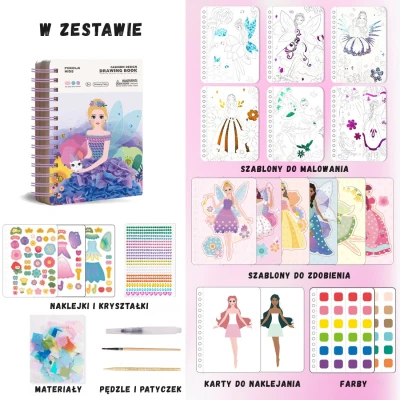 Jarmelo Zeszyt Kreatywny 4w1 Magiczne Wróżki – Wbijanie Diamenciki Farby Naklejki 1000+ el. 3+
