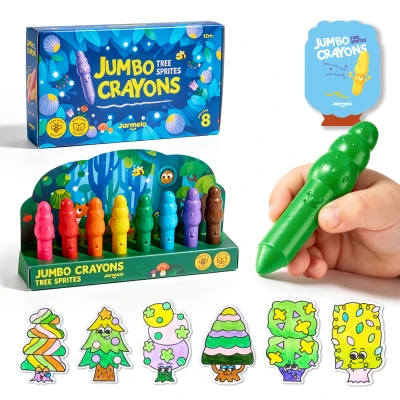 Jarmelo Leśne duszki Jumbo Crayons — wzmocnione grube kredki z wosku pszczelego 8 kolorów 1+