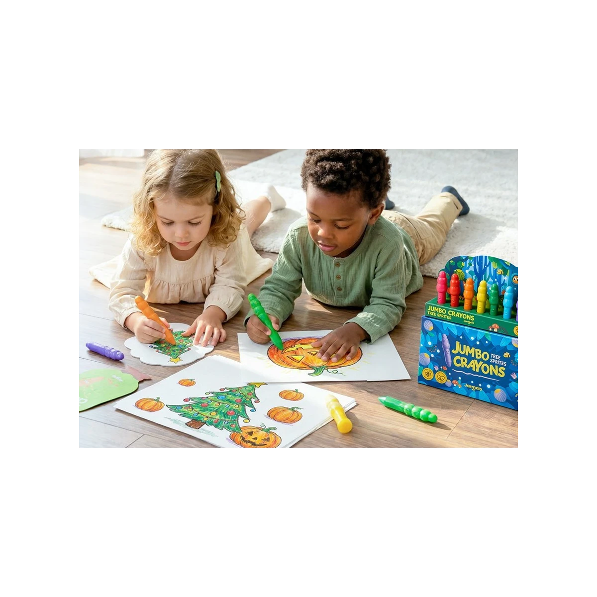 Jarmelo Leśne duszki Jumbo Crayons — wzmocnione grube kredki z wosku pszczelego 8 kolorów 1+