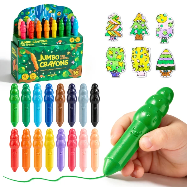 Jarmelo Leśne duszki Jumbo Crayons — wzmocnione grube kredki z wosku pszczelego 16 kolorów 1+