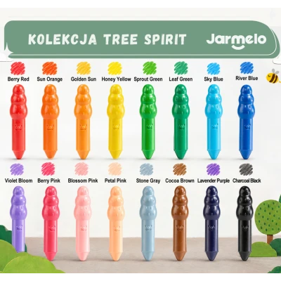 Jarmelo Leśne duszki Jumbo Crayons — wzmocnione grube kredki z wosku pszczelego 16 kolorów 1+