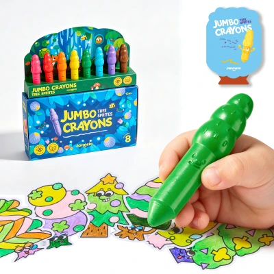 Jarmelo Leśne duszki Jumbo Crayons — wzmocnione grube kredki z wosku pszczelego 8 kolorów 1+