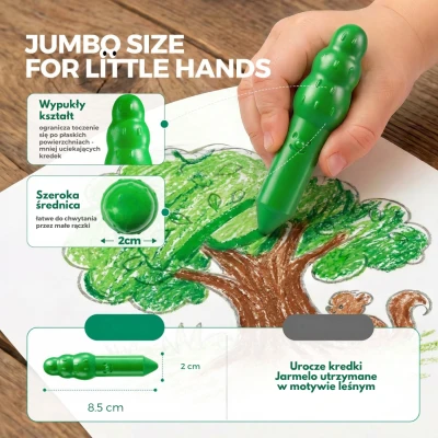 Jarmelo Leśne duszki Jumbo Crayons — wzmocnione grube kredki z wosku pszczelego 16 kolorów 1+