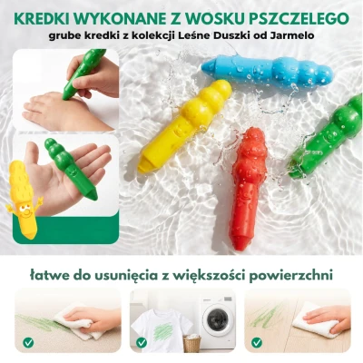 Jarmelo Leśne duszki Jumbo Crayons — wzmocnione grube kredki z wosku pszczelego 16 kolorów 1+