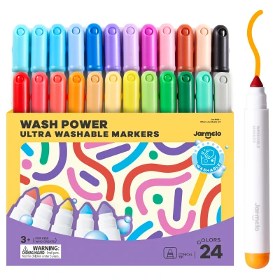 Jarmelo Wash Power Marker — grube zmywalne flamastry dla dzieci 24 kolory 3+