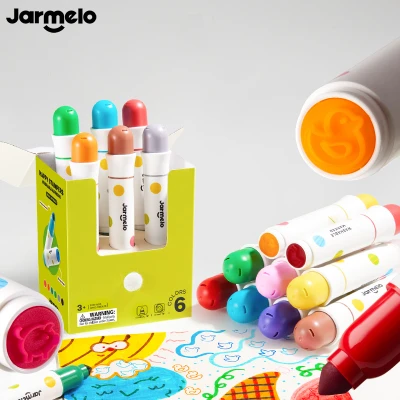 Jarmelo Farm Animals flamastry ze stemplami na bazie wody Zwierzęta 6 kolorów zmywalne 3+