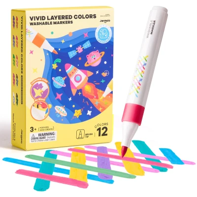 Jarmelo Layered Markers — ergonomiczne flamastry z efektem warstwowym cienka końcówka 12 kolorów 3+