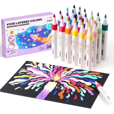 Jarmelo Layered Markers — ergonomiczne flamastry z efektem warstwowym cienka końcówka 24 kolory 3+