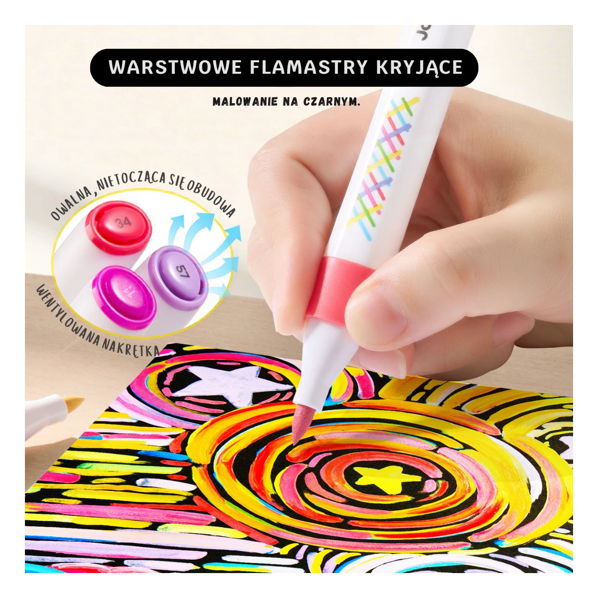 Jarmelo Layered Markers — ergonomiczne flamastry z efektem warstwowym cienka końcówka 24 kolory 3+