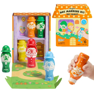 Jarmelo Dot Family — markery stempelkowe bingo dla dzieci łatwy chwyt zmywalne 6 kolorów 3+