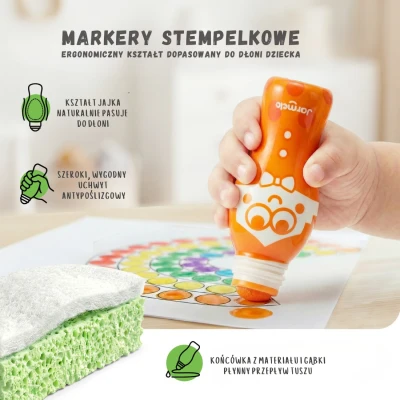 Jarmelo Dot Family — markery stempelkowe bingo dla dzieci łatwy chwyt zmywalne 6 kolorów 3+