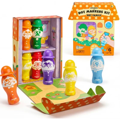 Jarmelo Dot Family — markery stempelkowe bingo dla dzieci łatwy chwyt zmywalne 6 kolorów 3+
