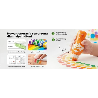 Jarmelo Dot Family — markery stempelkowe bingo dla dzieci łatwy chwyt zmywalne 6 kolorów 3+