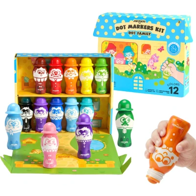 Jarmelo Dot Family — markery stempelkowe bingo dla dzieci łatwy chwyt zmywalne 12 kolorów 3+