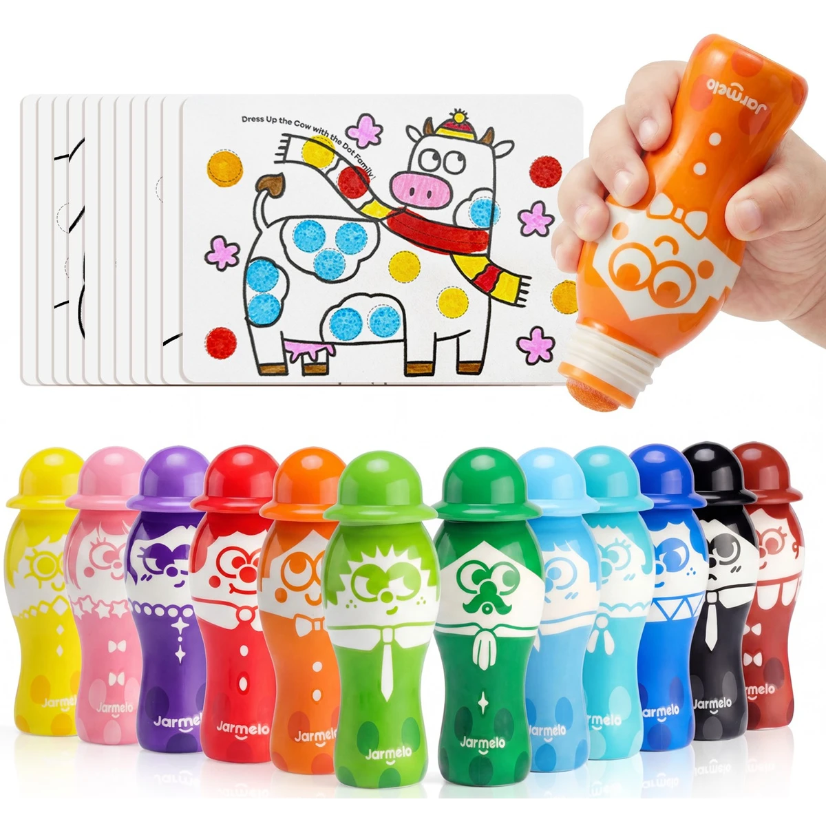 Jarmelo Dot Family — markery stempelkowe bingo dla dzieci łatwy chwyt zmywalne 12 kolorów 3+