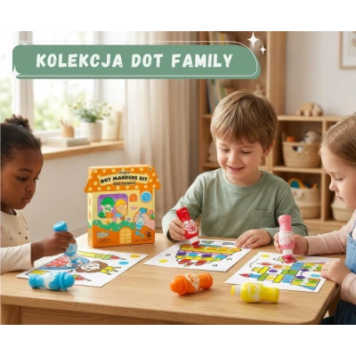 Jarmelo Dot Family — markery stempelkowe bingo dla dzieci łatwy chwyt zmywalne 6 kolorów 3+