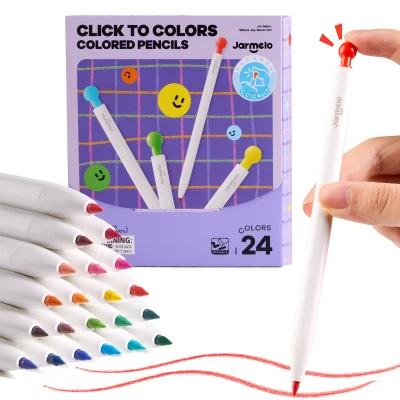 Jarmelo Click to Colors – automatyczne ołówki kolorowe trójkątny kształt dla lepszego chwytu zmazywalne 24 kol. 3+