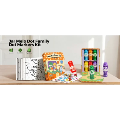 Jarmelo Dot Family — markery stempelkowe bingo dla dzieci łatwy chwyt zmywalne 6 kolorów 3+
