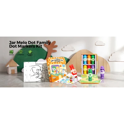 Jarmelo Dot Family — markery stempelkowe bingo dla dzieci łatwy chwyt zmywalne 6 kolorów 3+