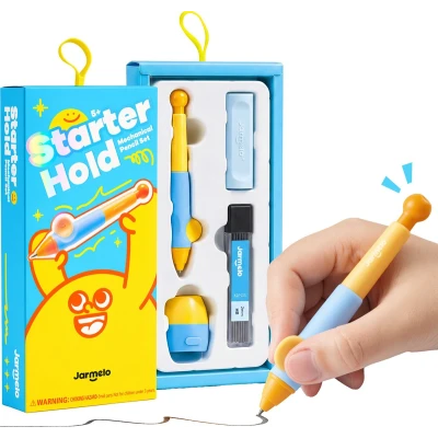 Jarmelo Ołówek Automatyczny WOW Grip 2mm Niebieski – ergonomiczny uchwyt temperówka wkłady grafitowe 12 szt. HB gumka etui