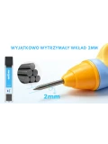 Jarmelo Ołówek Automatyczny WOW Grip 2mm Niebieski – ergonomiczny uchwyt temperówka wkłady grafitowe 12 szt. HB gumka etui