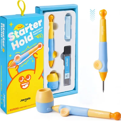 Jarmelo Ołówek Automatyczny WOW Grip 2mm Niebieski – ergonomiczny uchwyt temperówka wkłady grafitowe 12 szt. HB gumka etui