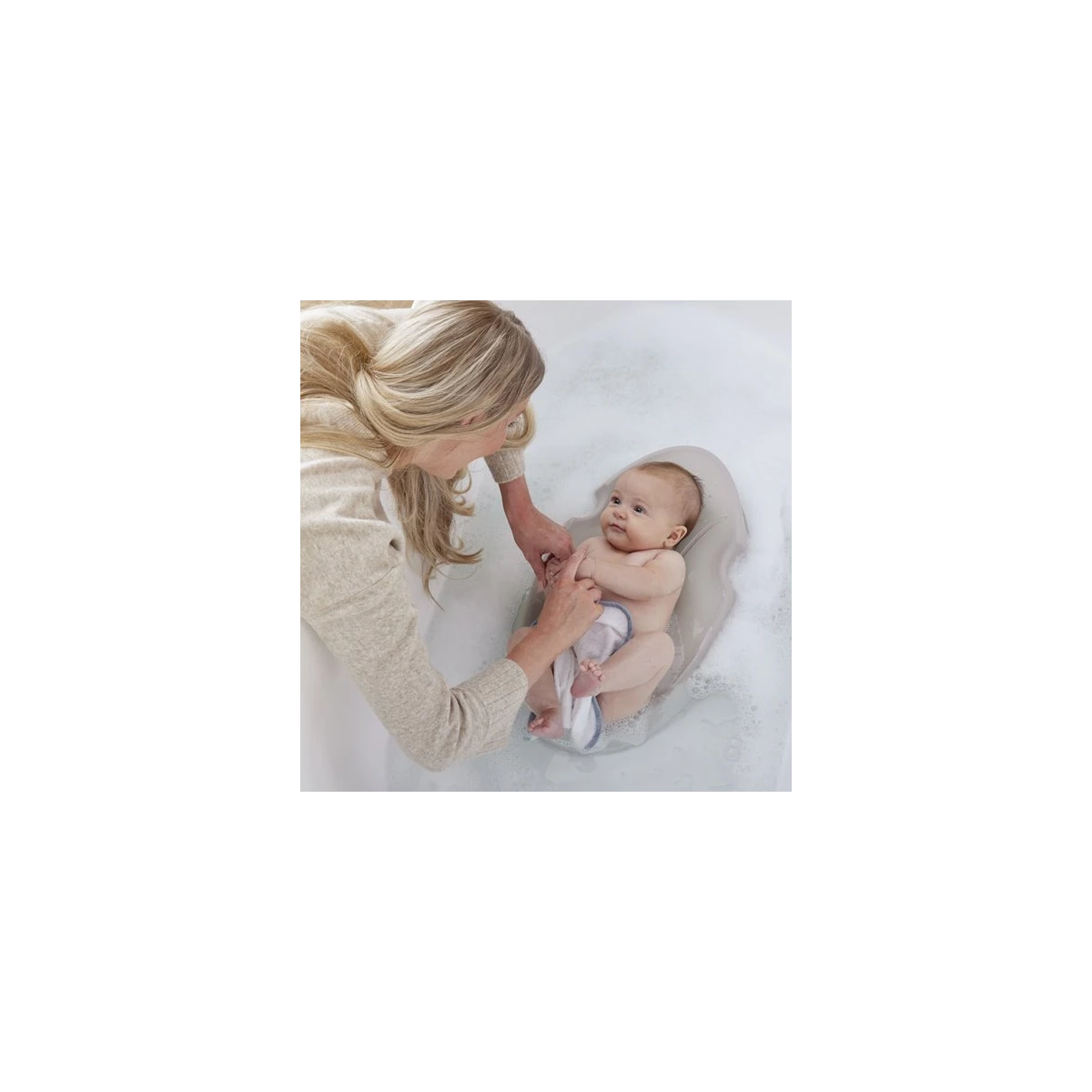 Shnuggle Leżaczek do Kąpieli Noworodka White Grey