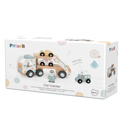 VIGA PolarB Drewniana Laweta Transporter 3 Samochodziki Autka Kierowca 18m+