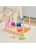 VIGA Drewniany Zestaw do Prania Suszarka Ubranka Klamerki Montessori 27 el