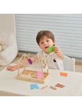 VIGA Drewniany Zestaw do Prania Suszarka Ubranka Klamerki Montessori 27 el