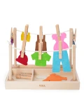 VIGA Drewniany Zestaw do Prania Suszarka Ubranka Klamerki Montessori 27 el