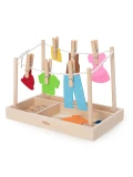 VIGA Drewniany Zestaw do Prania Suszarka Ubranka Klamerki Montessori 27 el
