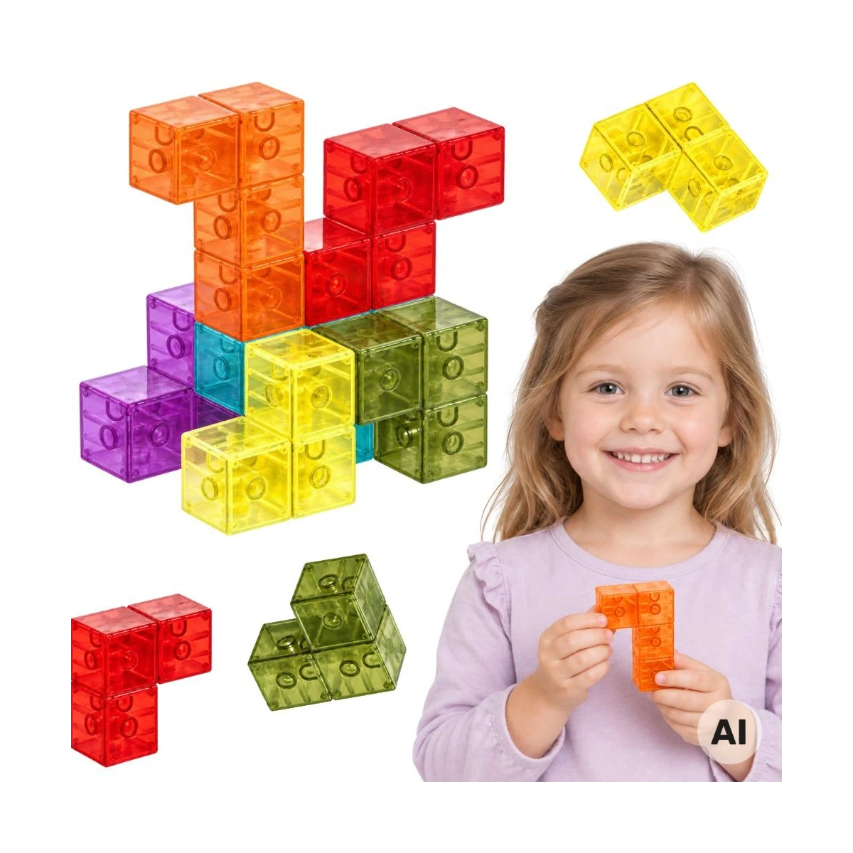 Woopie Klocki magnetyczne Tetris 3D układanka konstrukcyjna