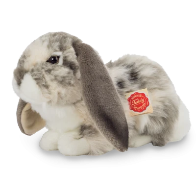 TEDDY HERMANN Królik szaro-biały w cętki siedzący 21 cm maskotka dla dzieci